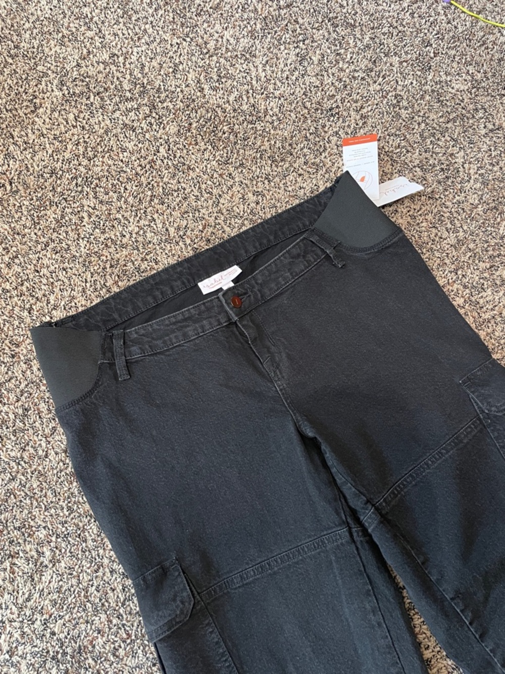 Isabel Maternity Women's Black Cargo Maternity Jeans Size 12 | NWT - Picture 2 of 7